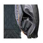 Mens Naked Cowhide Leather Motorcycle Jacket With Snap Collar Belt Black