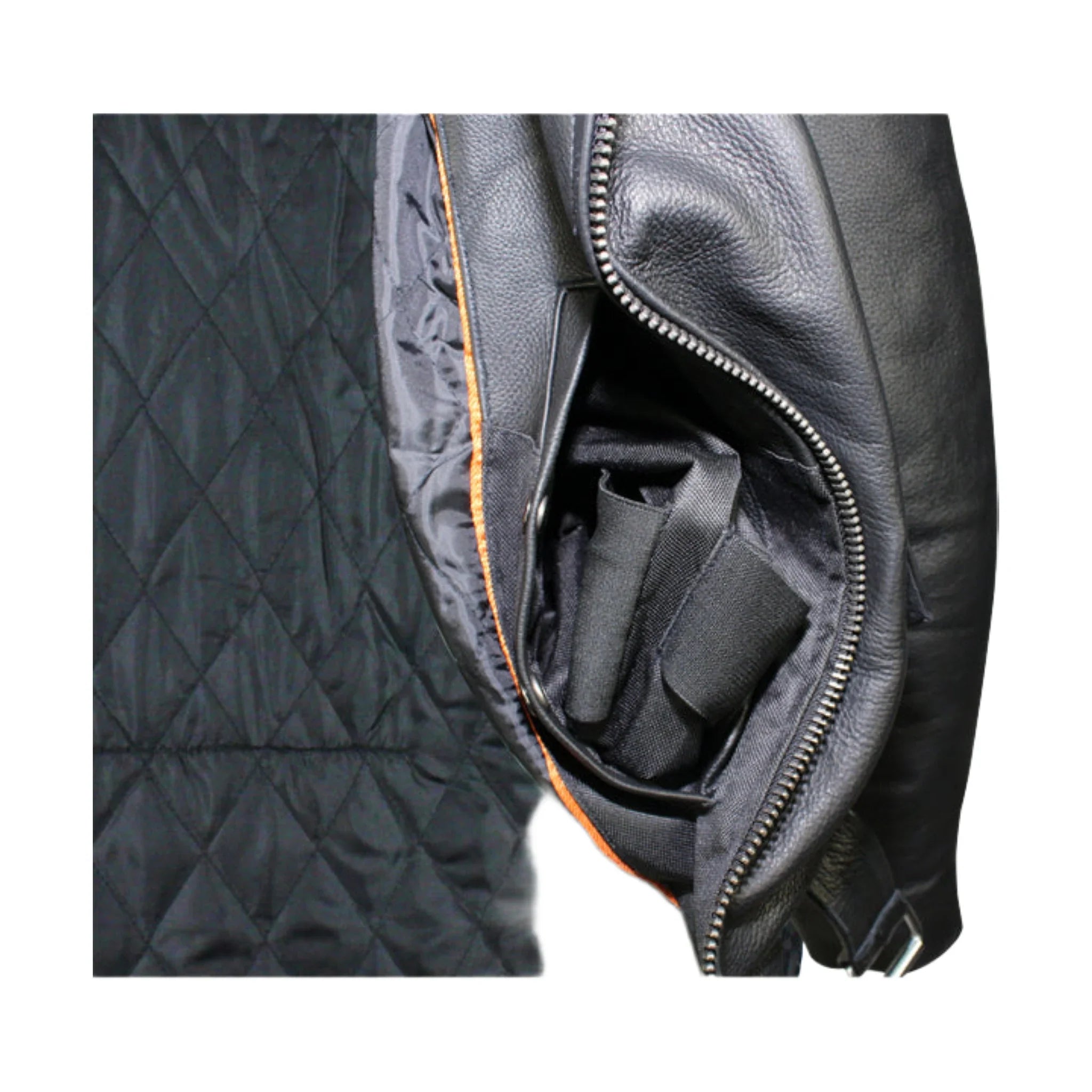 Mens Naked Cowhide Leather Motorcycle Jacket With Snap Collar Belt Black