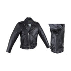 Mens Motorcycle Jacket Dream Apparel Leather Snap Collar Belt Quilted Lining