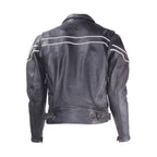 Mens Leather Racer Motorcycle Jacket Dream Apparels Reflective Piping Cowhide