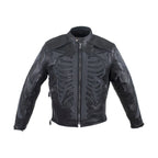 Mens Reflective Skeleton Motorcycle Jacket Soft Cowhide Leather Zip Out Lining