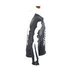 Mens Reflective Skeleton Motorcycle Jacket Soft Cowhide Leather Zip Out Lining