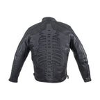 Mens Reflective Skeleton Motorcycle Jacket Soft Cowhide Leather Zip Out Lining