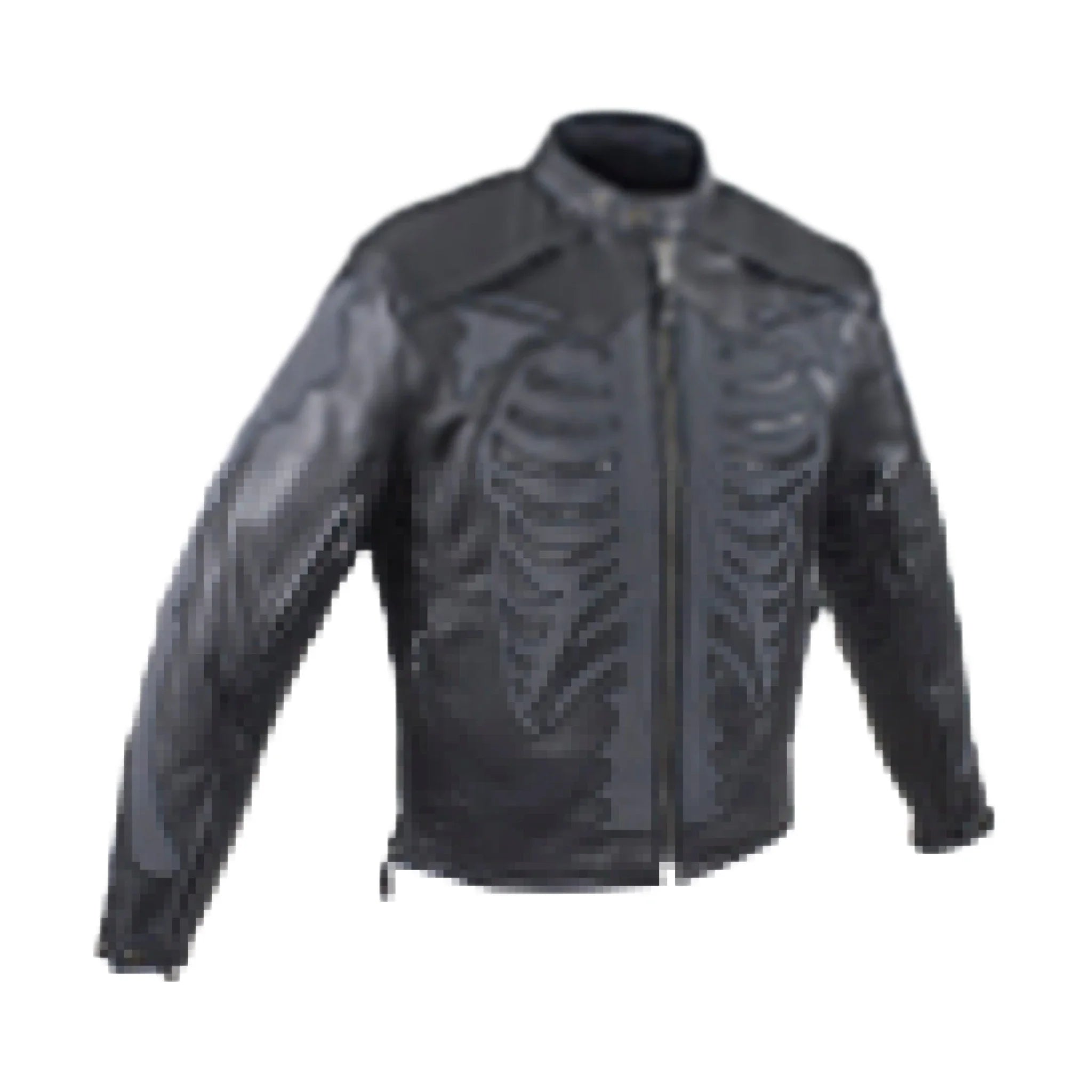 Mens Reflective Skeleton Motorcycle Jacket Soft Cowhide Leather Zip Out Lining