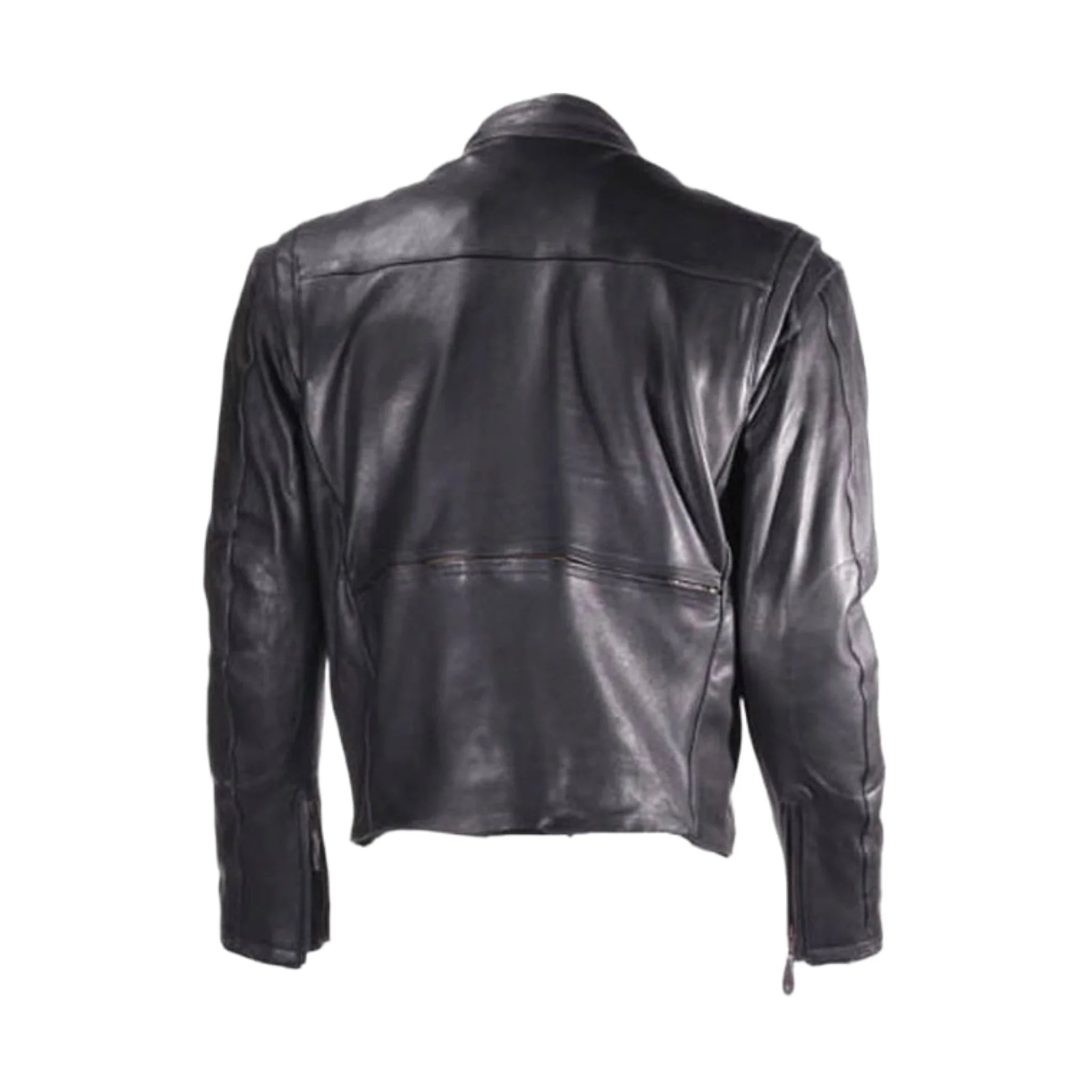 Mens Leather Motorcycle Jacket Quilted Zip Out Lining Racing Collar