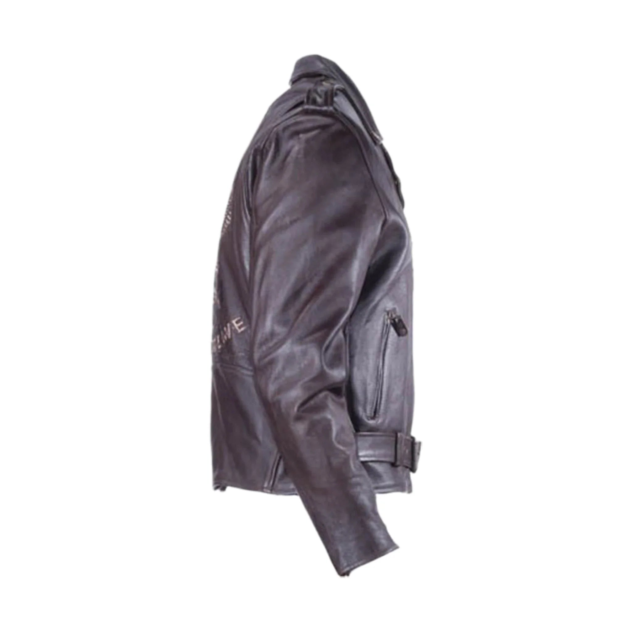 Mens Retro Brown Motorcycle Jacket Dream Apparel Embossed Eagle Leather