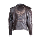 Mens Retro Brown Motorcycle Jacket Dream Apparel Embossed Eagle Leather