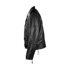 Men's Black Leather Motorcycle Jacket Dream Apparel Eagle Embossed USA Shield