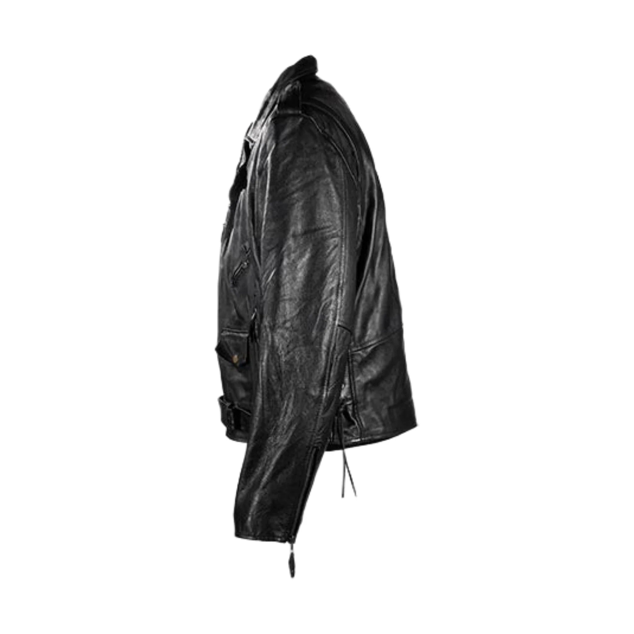 Men's Black Leather Motorcycle Jacket Dream Apparel Eagle Embossed USA Shield