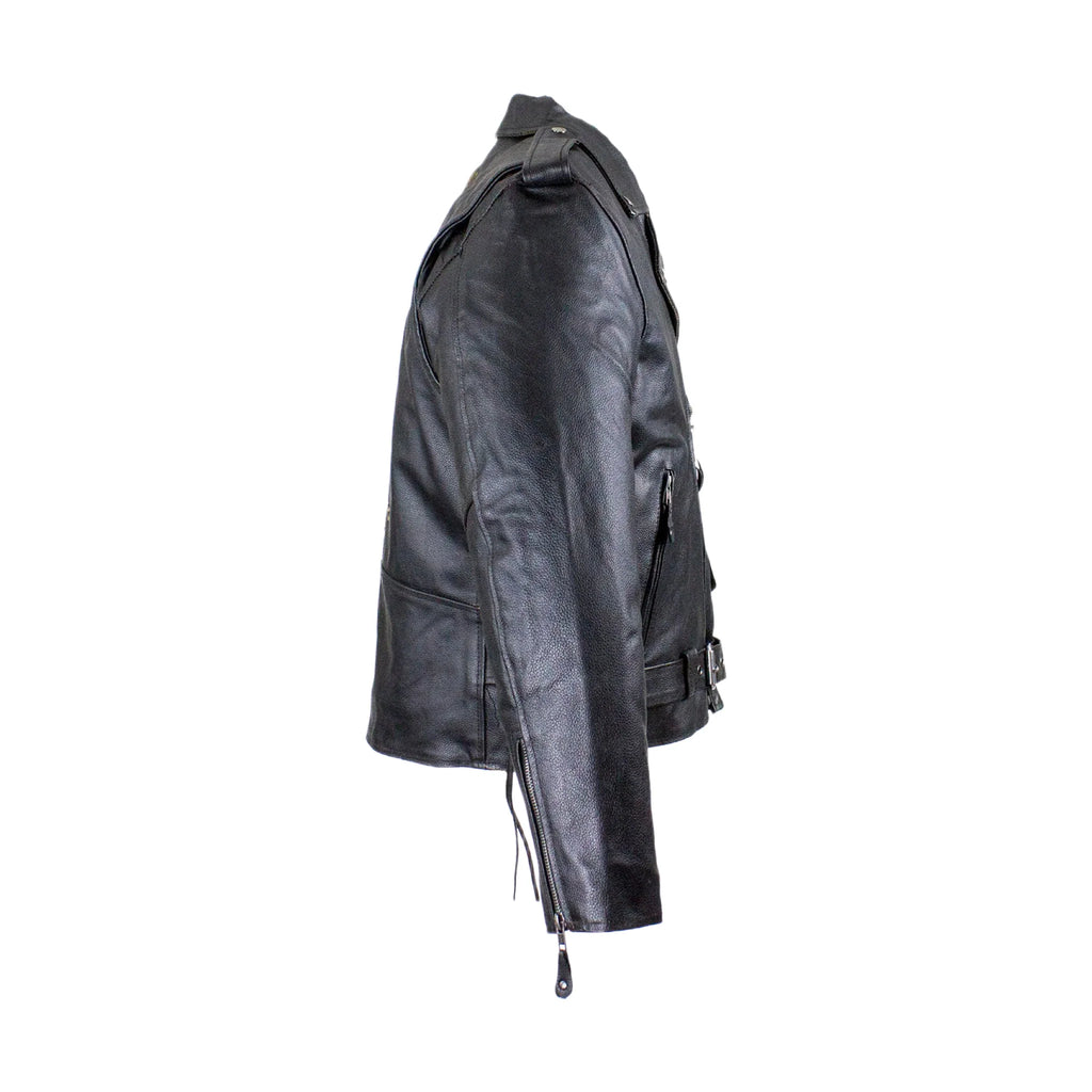 Mens Leather Motorcycle Jacket Dream Apparel Eagle Embossed Brown Zip Lining