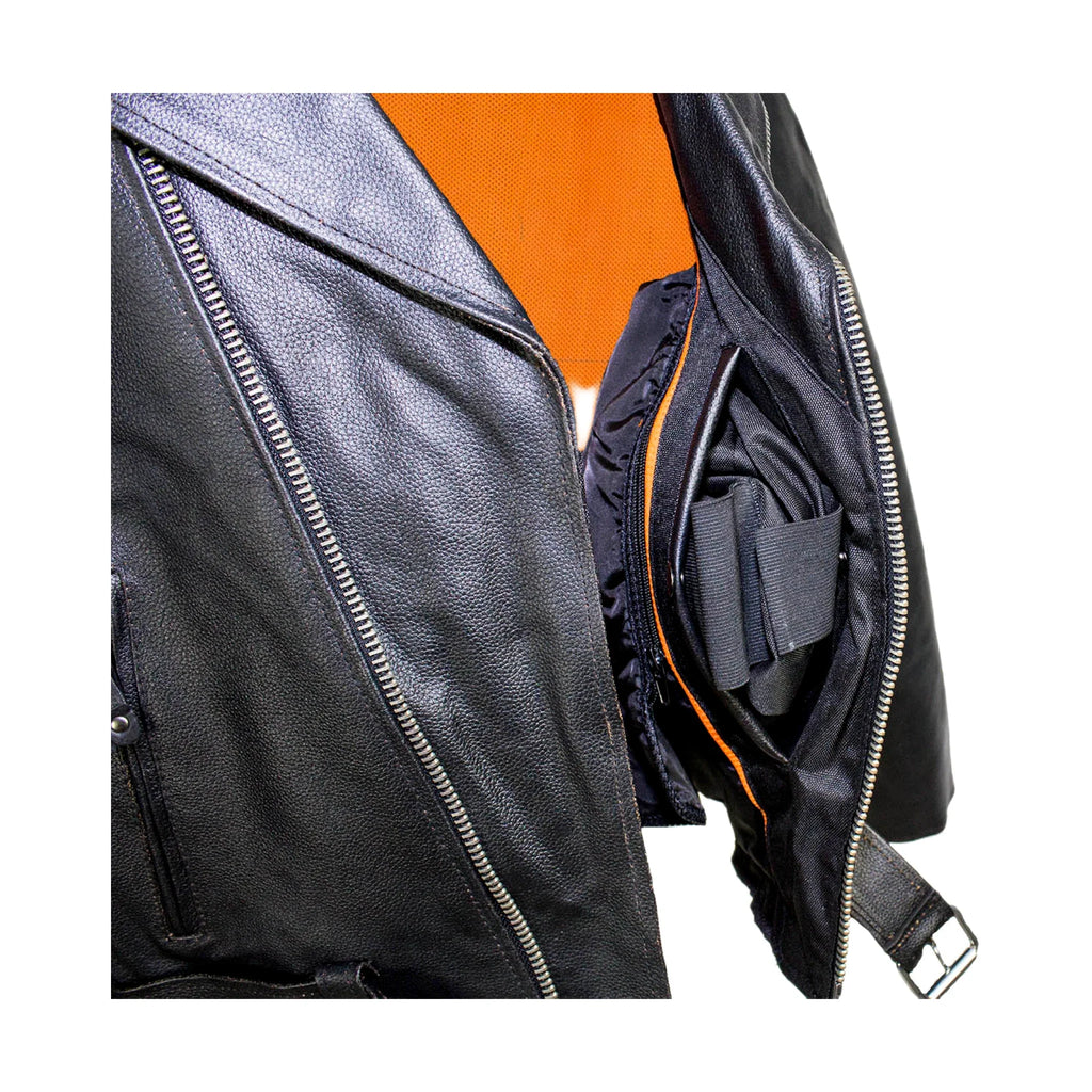 Mens Leather Motorcycle Jacket Dream Apparel Eagle Embossed Brown Zip Lining