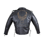 Mens Leather Motorcycle Jacket Dream Apparel Eagle Embossed Brown Zip Lining