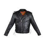 Mens Naked Cowhide Leather Motorcycle Jacket Dream Apparel Side Laces Black