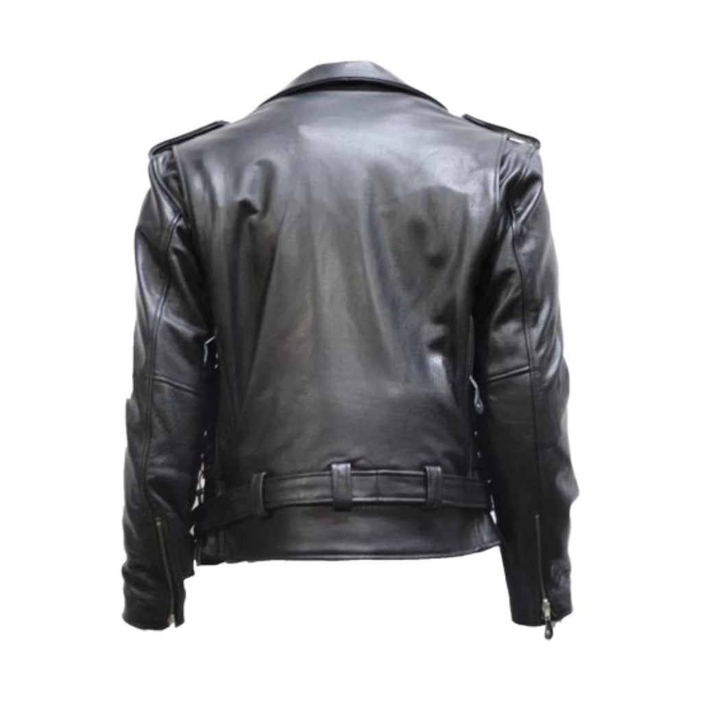 Mens Genuine Leather Motorcycle Jacket Dream Apparel Classic Collar Black
