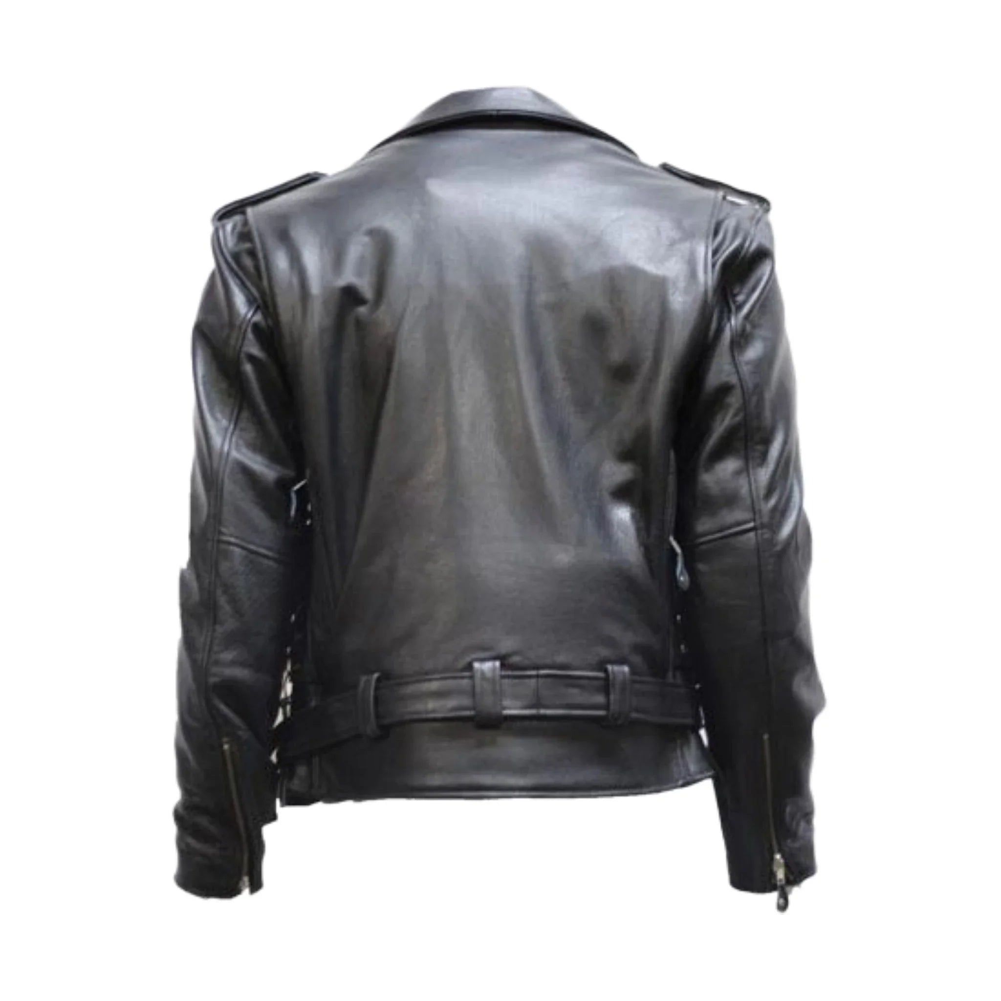 Mens Genuine Leather Motorcycle Jacket Dream Apparel Classic Collar Black