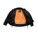 Mens Racer Jacket Top Grade Cowhide Leather with Neck Warmer ZO Lining