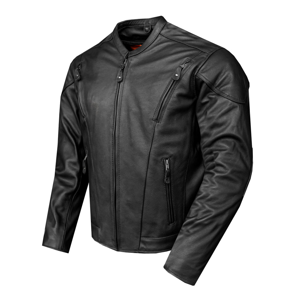 Mens Racer Jacket Top Grade Cowhide Leather with Neck Warmer ZO Lining