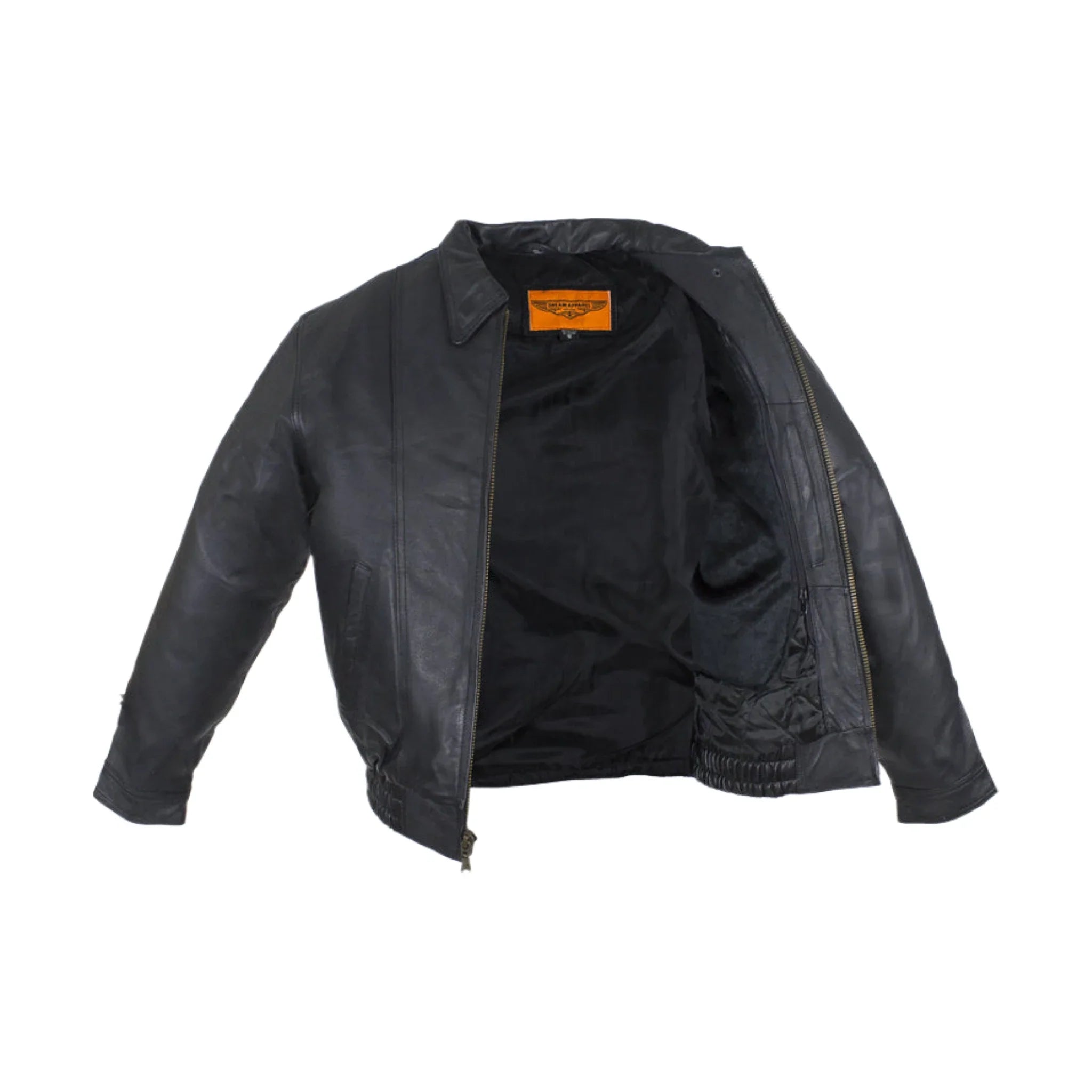 Mens Leather Bomber Jacket Medium Weight Cowhide Vintage Style Riding Jacket