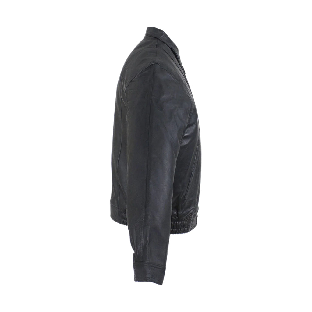 Mens Leather Bomber Jacket Medium Weight Cowhide Vintage Style Riding Jacket