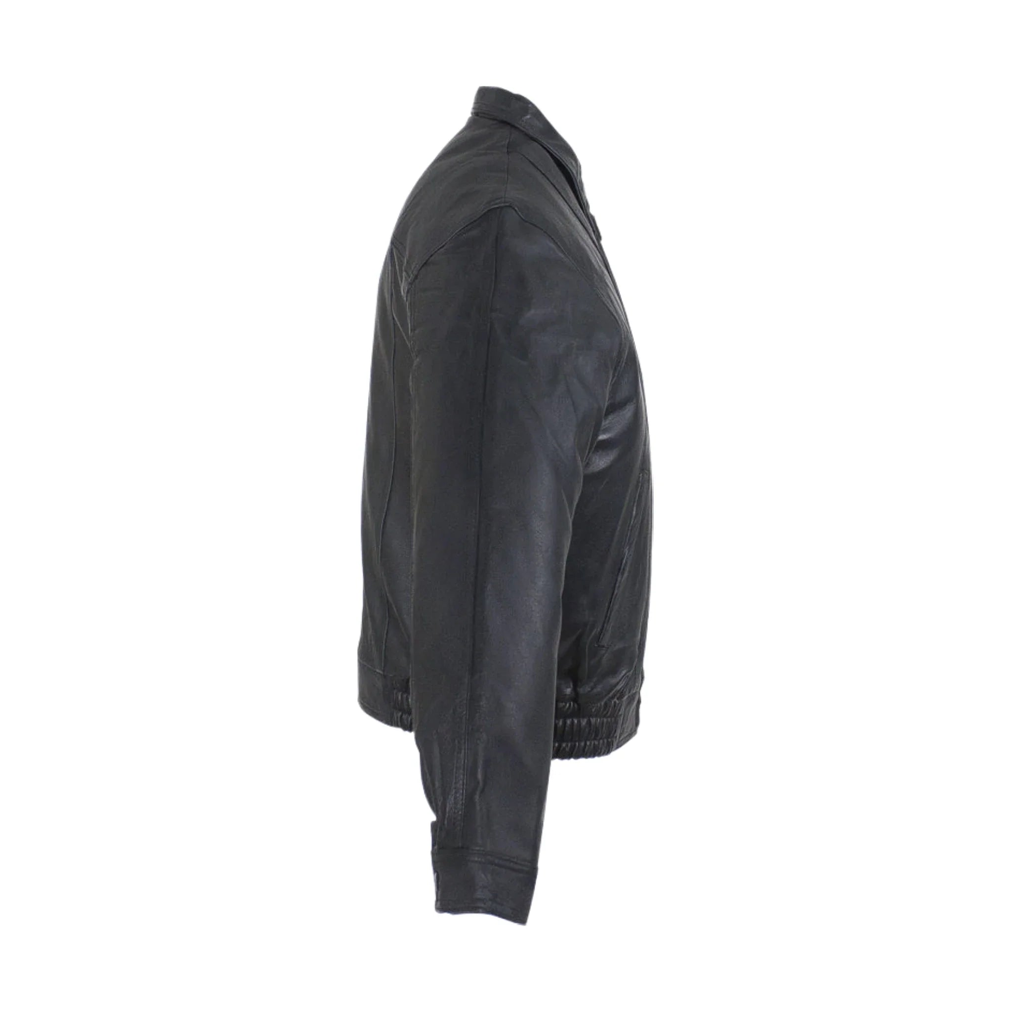 Mens Leather Bomber Jacket Medium Weight Cowhide Vintage Style Riding Jacket