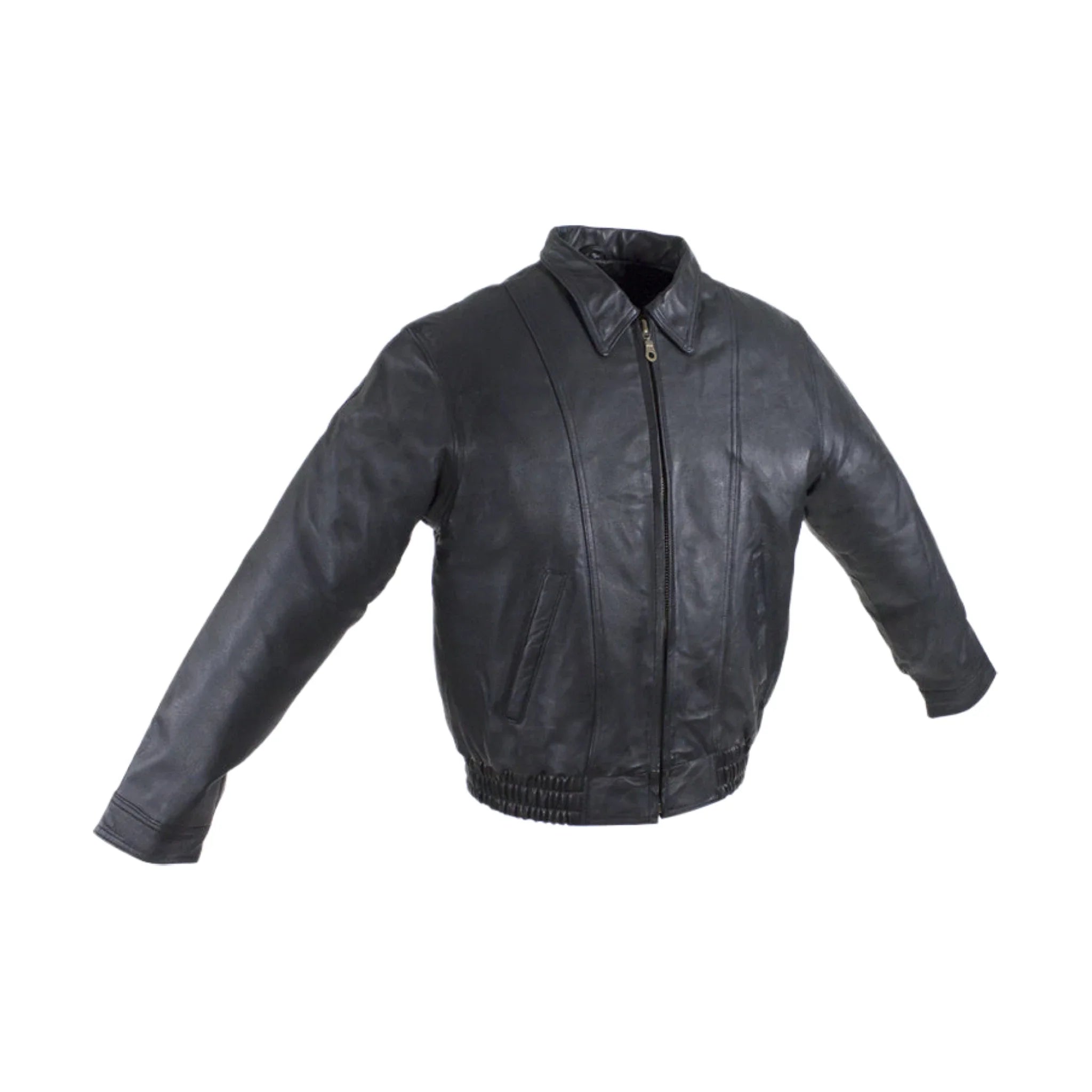 Mens Leather Bomber Jacket Medium Weight Cowhide Vintage Style Riding Jacket