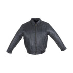 Mens Bomber Jacket Genuine Leather ZO Lining Elastic Waist Classic Collar