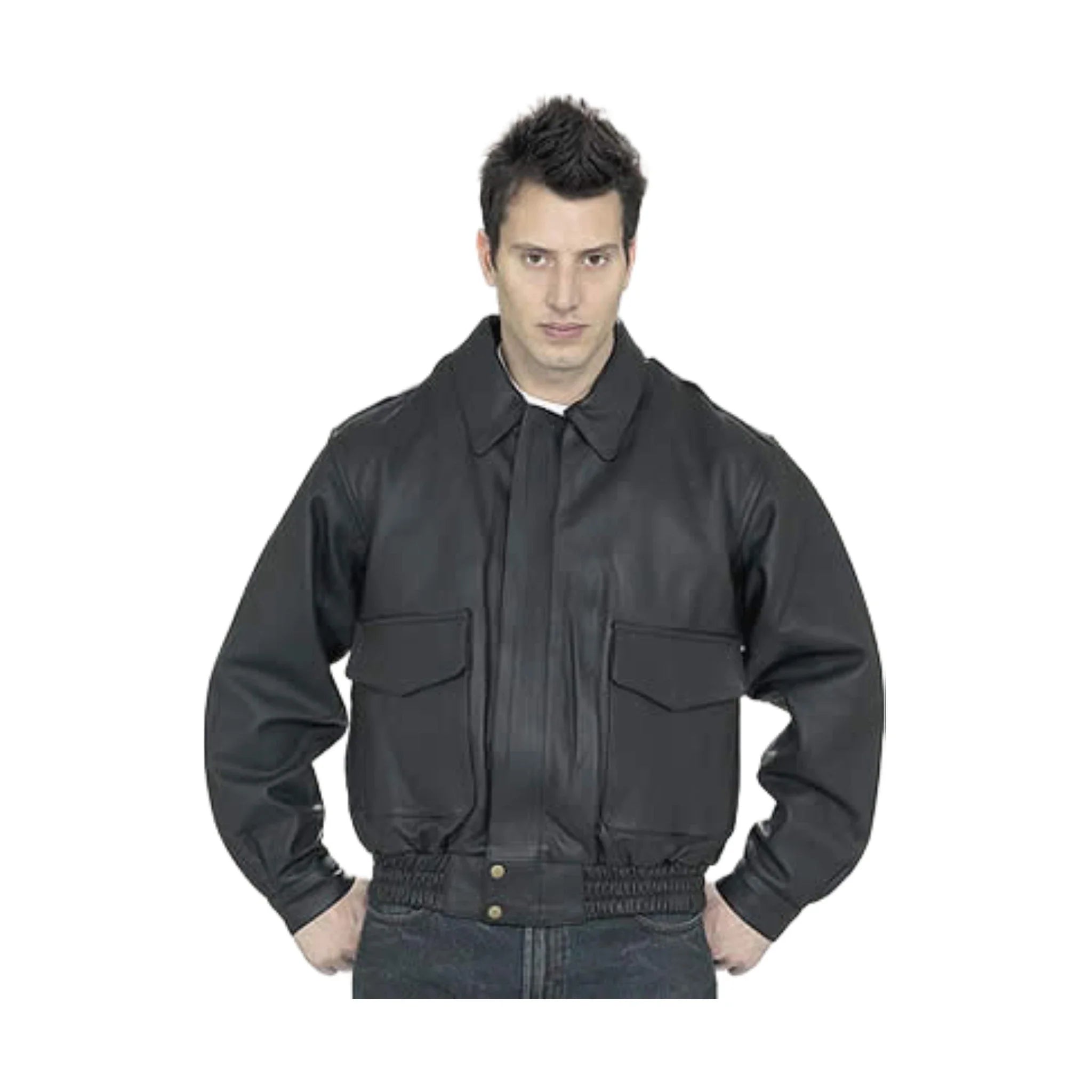 Mens Black Leather Bomber Jacket Dream Apparel Full Lined Ventilated Classic Style