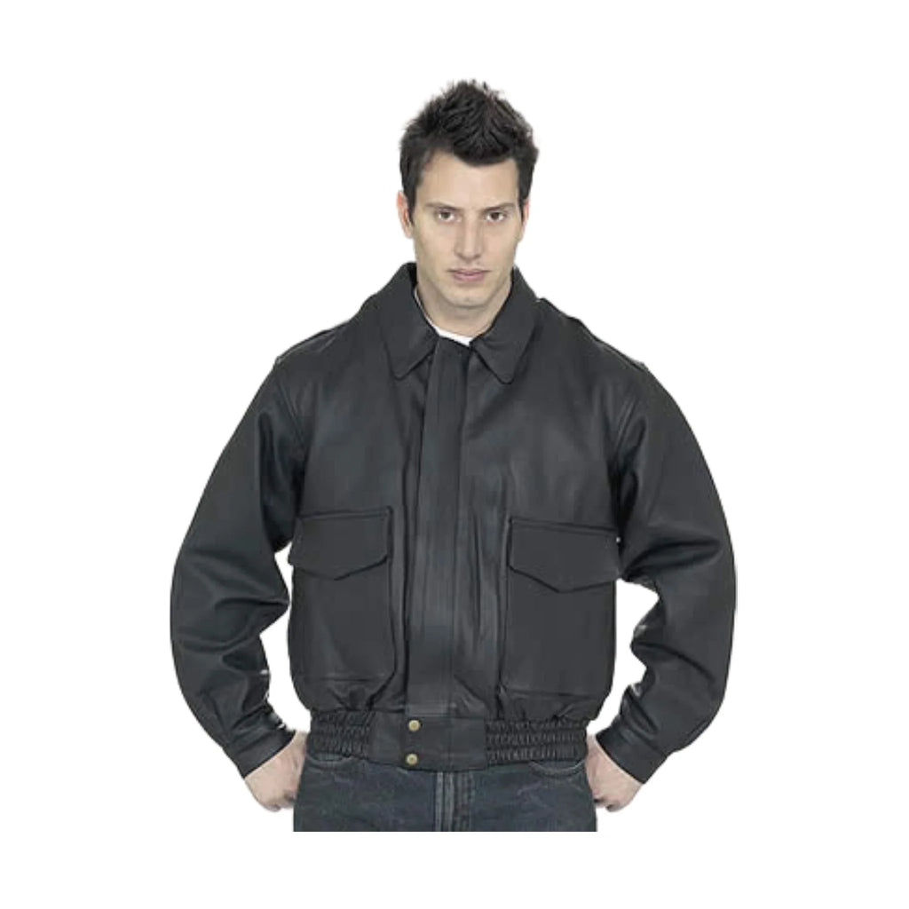 Mens Black Leather Bomber Jacket Dream Apparel Full Lined Ventilated Classic