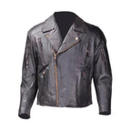 Men's Leather Motorcycle Jacket Cowhide Brass Zippers Quilted Lining