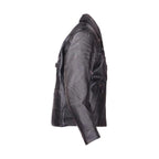 Men's Leather Motorcycle Jacket Cowhide Brass Zippers Quilted Lining