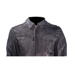 Mens Naked Cowhide Racer Style Leather Jacket with Air Vents Zip Out Lining