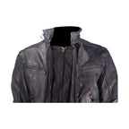 Mens Naked Cowhide Racer Style Leather Jacket with Air Vents Zip Out Lining