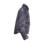 Mens Naked Cowhide Racer Style Leather Jacket with Air Vents Zip Out Lining