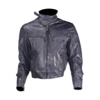 Mens Naked Cowhide Racer Style Leather Jacket with Air Vents Zip Out Lining
