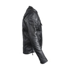 Mens Racer Jacket Cowhide Leather Multi Pockets Zippered Cuffs Air Vents