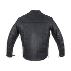 Mens Racer Jacket Cowhide Leather Multi Pockets Zippered Cuffs Air Vents