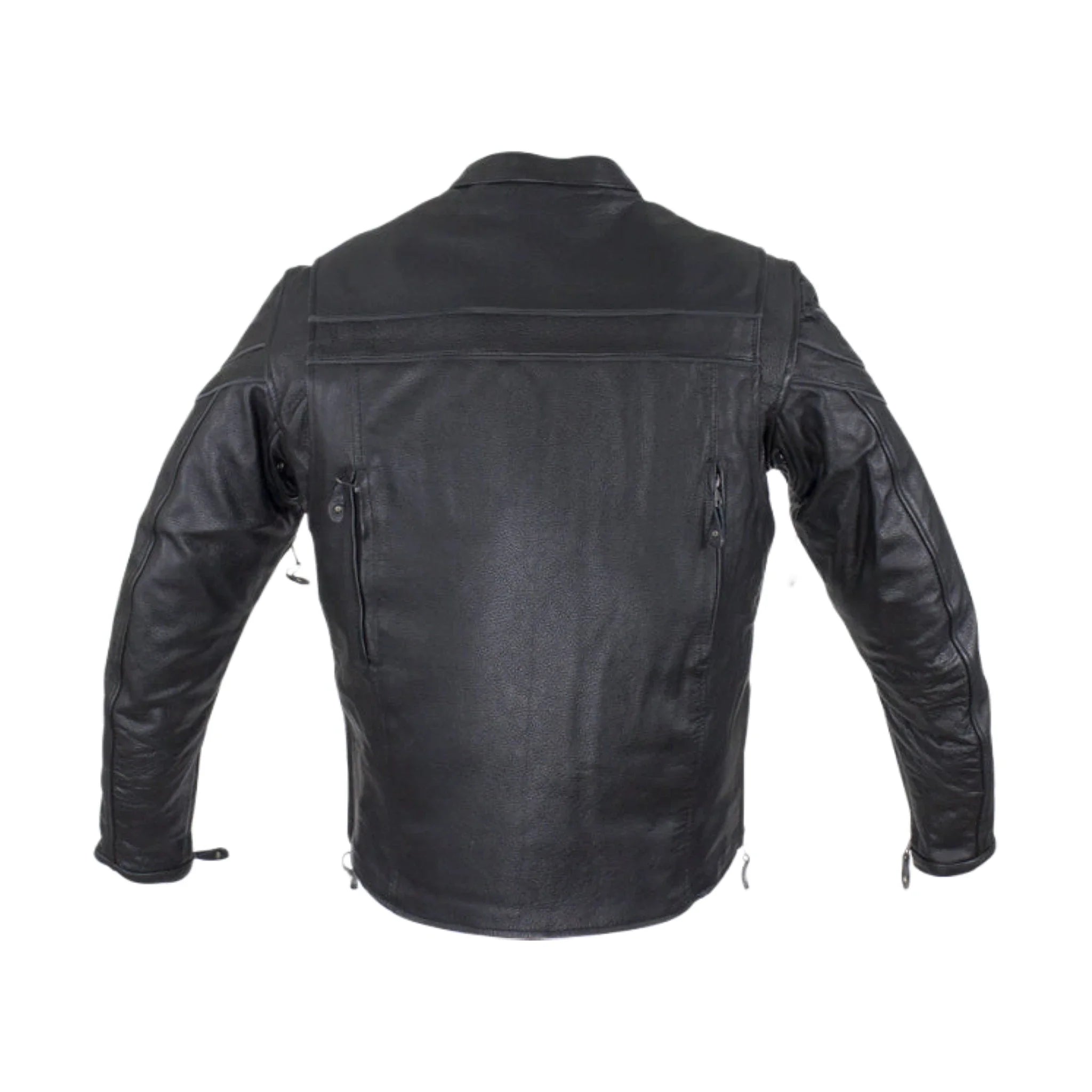 Men's Premium Naked Cowhide Leather Racer Motorcycle Jacket Zipper Front