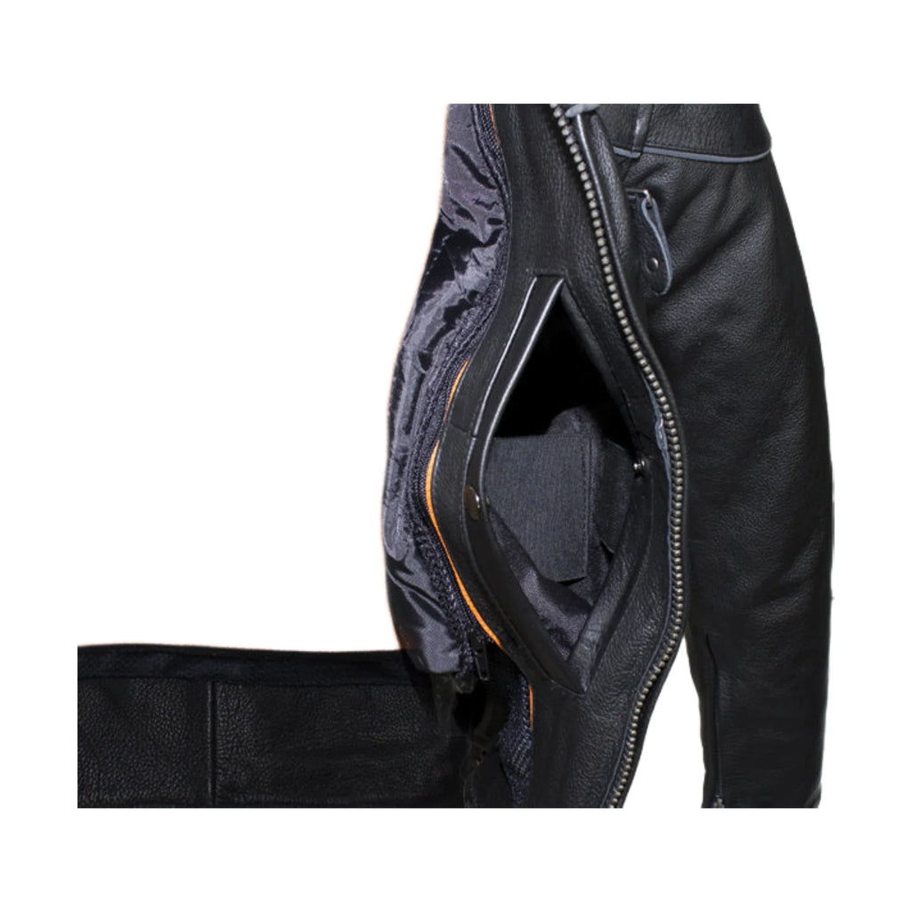 Men's Premium Naked Cowhide Leather Racer Motorcycle Jacket Zipper Front