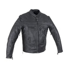 Men's Premium Naked Cowhide Leather Racer Motorcycle Jacket Dream Apparel Zippered Front Air Vents