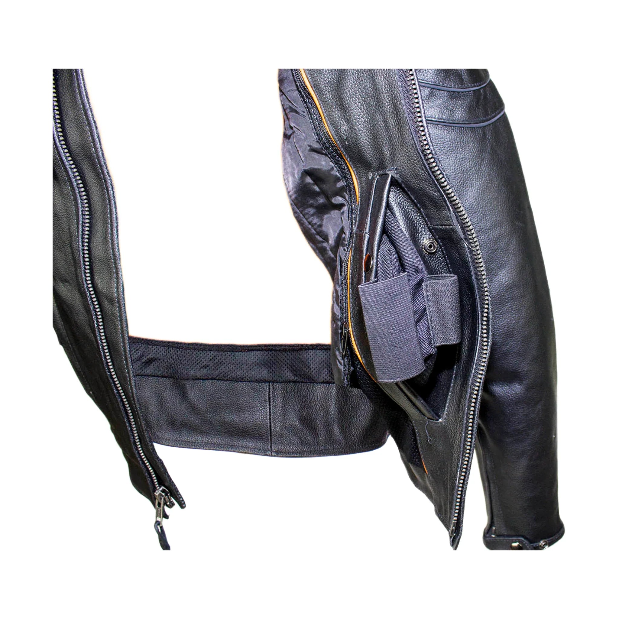 Men's Reflective Leather Concealed Carry Jacket Dream Apparel Split Cowhide