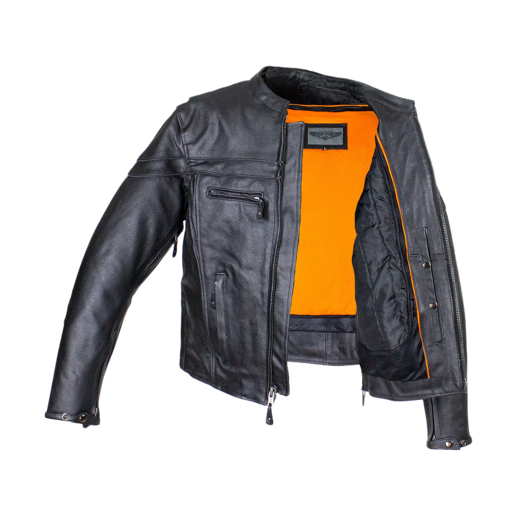 Men's Reflective Leather Concealed Carry Jacket Dream Apparel Split Cowhide