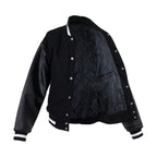 Men's Varsity Baseball Jacket Dream Apparel Black White Wool Leather Sleeves