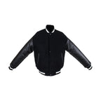 Men's Varsity Baseball Jacket Dream Apparel Black White Wool Leather Sleeves