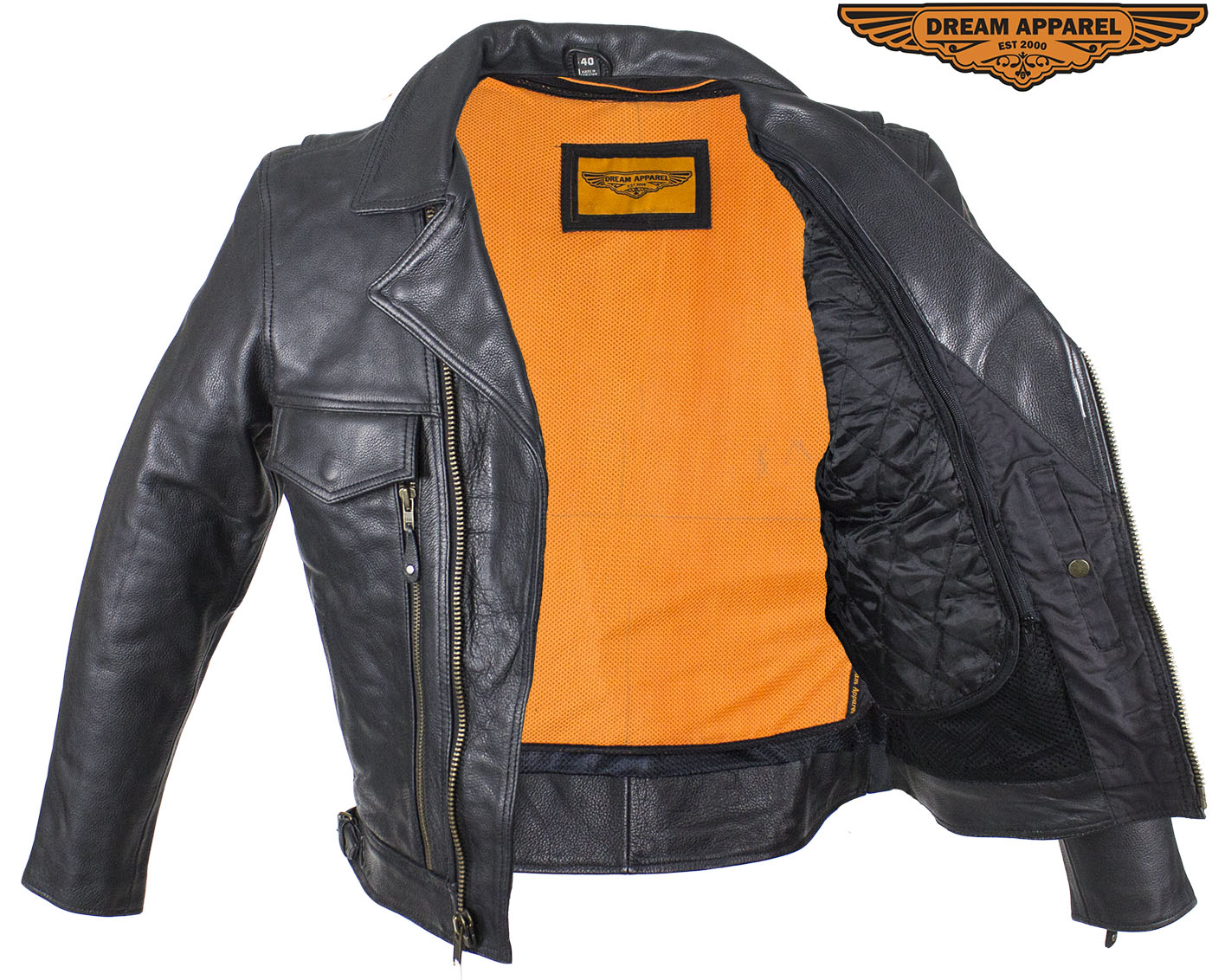 Mens Leather Racing Style Motorcycle Jacket Dream Apparels Cowhide Black
