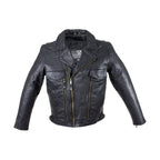 Mens Leather Racer Motorcycle Jacket Dream Apparel Zip Out Sleeves Air Vents