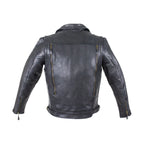 Mens Racer Jacket Genuine Cowhide Leather Zippered Cuffs Ventilated Pockets