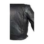 Mens Racer Jacket Genuine Cowhide Leather Zippered Cuffs Ventilated Pockets