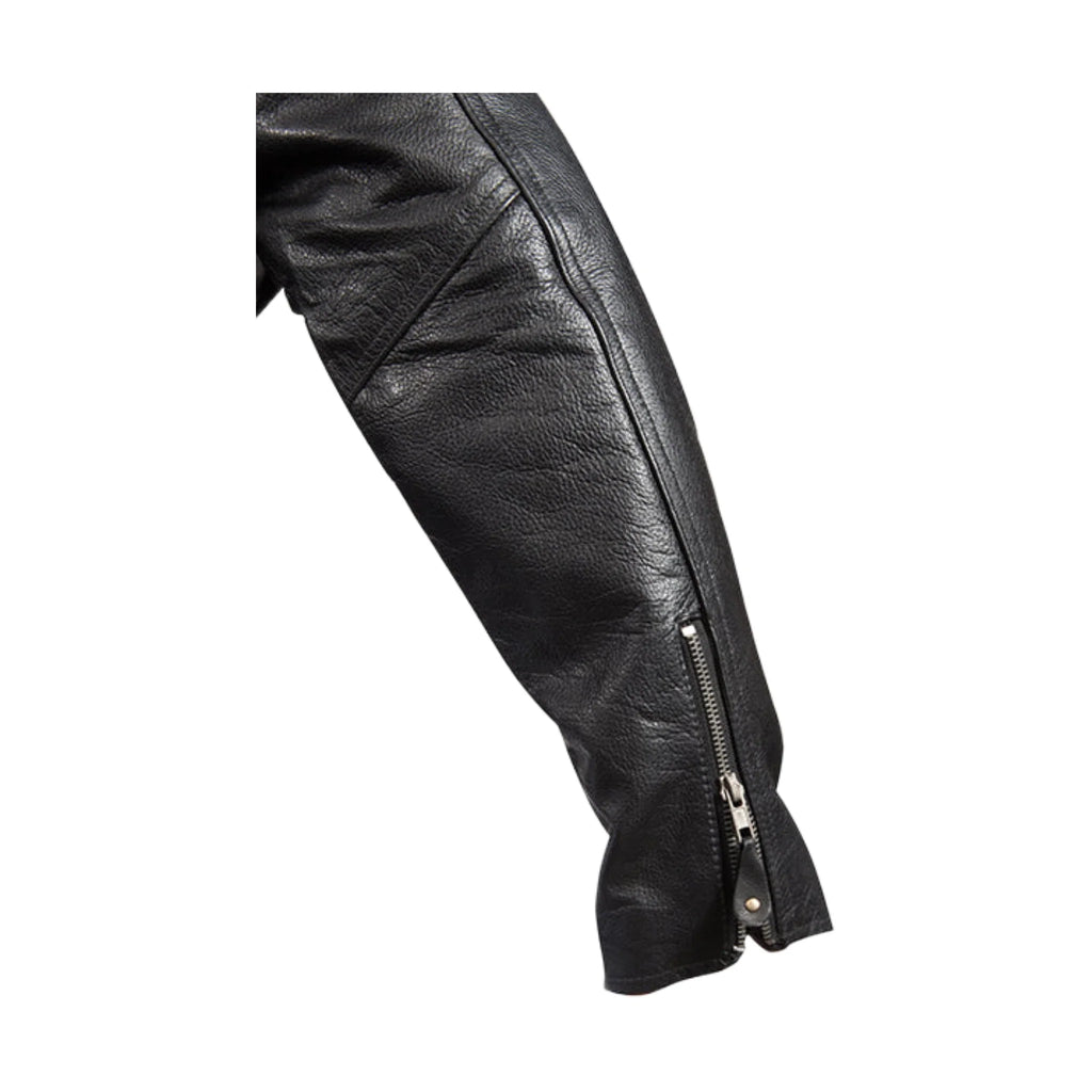 Mens Racer Leather Jacket Snap Down Collar ZO Lining Air Vents Multi Pocket