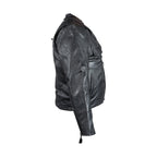 Mens Racer Leather Jacket Snap Down Collar ZO Lining Air Vents Multi Pocket