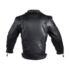 Mens Racer Leather Jacket Snap Down Collar ZO Lining Air Vents Multi Pocket